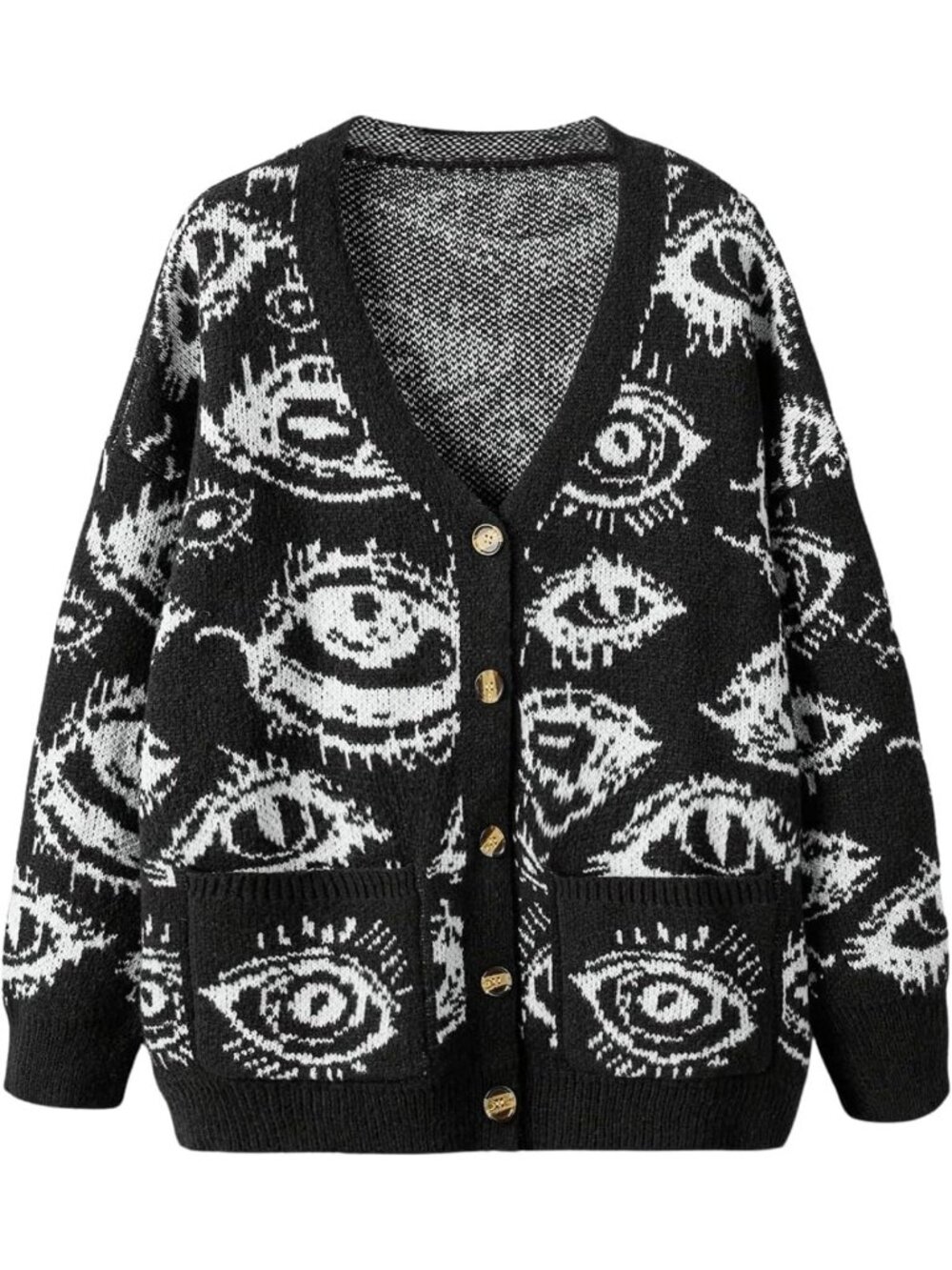 Plus Size Eye Print Goth Cardigan | Grunge Punk Sweater for Women